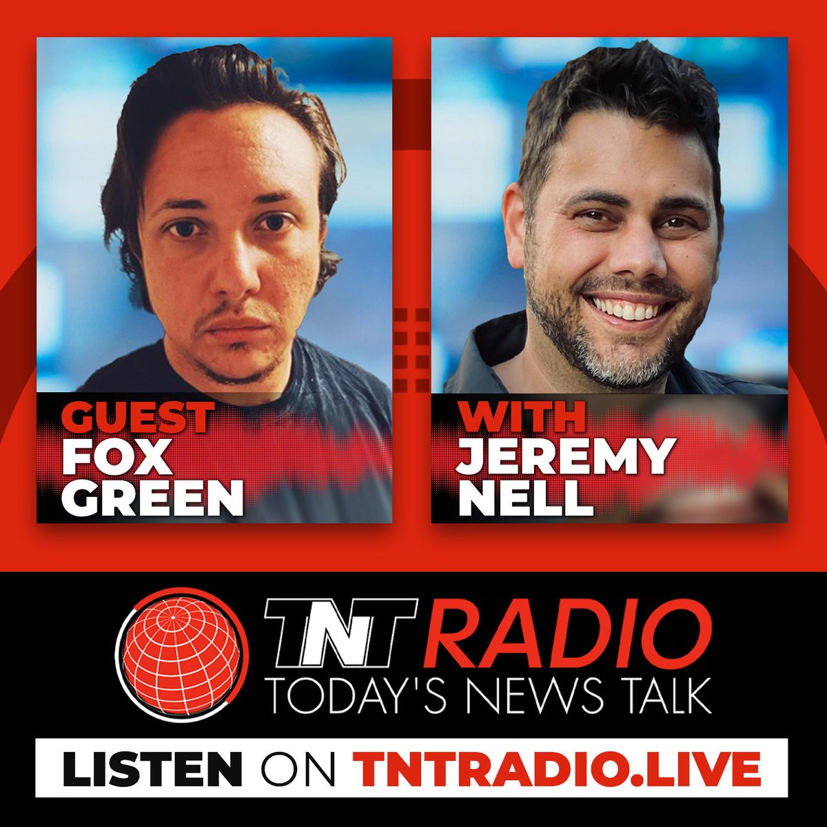 Writer and Producer at SpaceCommune Fox Green next on Jerm Warfare with Jeremy Nell on TNT Radio.
#listenlive tntradio.live @FoxGGreen @SpaceCommune 
MIDNIGHT (BRISBANE) 3PM (LONDON) 10AM (NEW YORK)
#tntradiolive #24hournewsradio