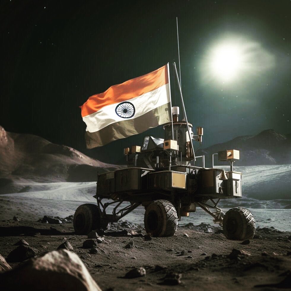 vikrmn's tweet photo. Bharat (that is India); ISRO and MODI-fied Leadership. Literally and metaphorically- “Over the moon”. Spectacular.
.
.
.
.
.
.
.
.
.
.
.
.
#chandrayaan #chandrayaan3 #vikramlander #pragyan #isro #modifiedleadership #vikramlanding #vikrmn #southpole #lunarlanding #pragyanrover https://t.co/slEAsj4kah