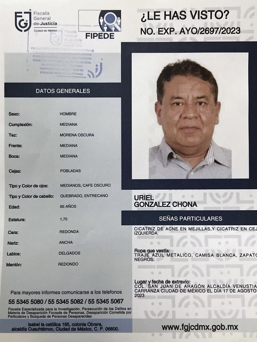 C_arolin3's tweet photo. @c4jimenez Buen día por favor necesito ayuda para difundir el caso de desaparición de mi padre trabajador del AICM. La Fiscalía va lento y siguen pasando los días ! 🙏🏼 https://t.co/injzesxEAH