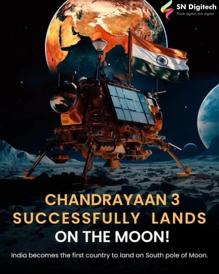 sndigitech's tweet photo. ๐ฎ๐ณIndia becomes the first country to land on the south pole......โ๐๐๐
.
.
#chandrayan3 #successful #india #chandrayan #chandrayaan3 #land #congratulations #indian #proudindian #indianscientist #victory #webdeveloper #webdesign #developmentagency #digitalmarketing #mobileapp https://t.co/WQ5saaaTV3