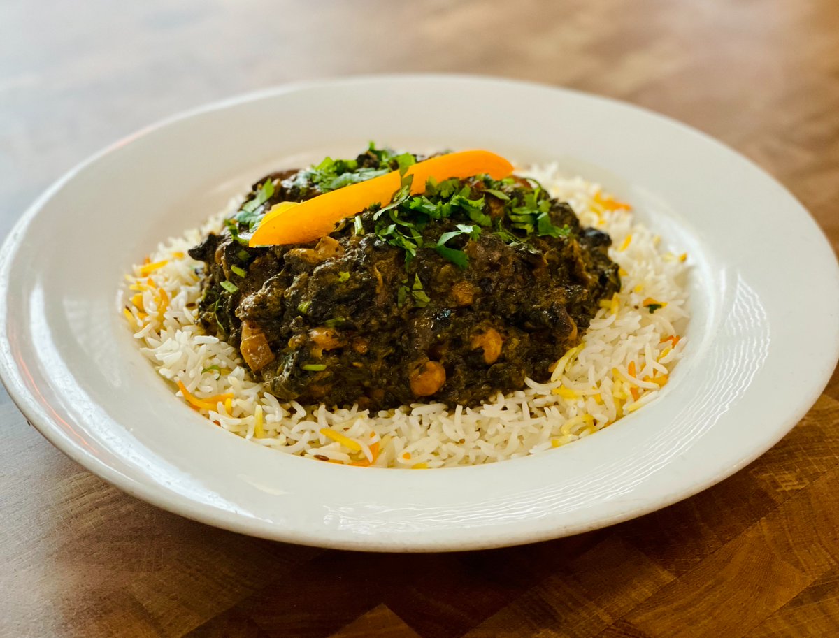 It can be difficult finding a restaurant with good vegetarian options. You don't have to worry about that here at Aracosia McLean! We have a whole page dedicated to vegetarian options and a separate vegan menu as well! Pictured here is our Nakhoud with Mushroom Sabzi Lawaan.