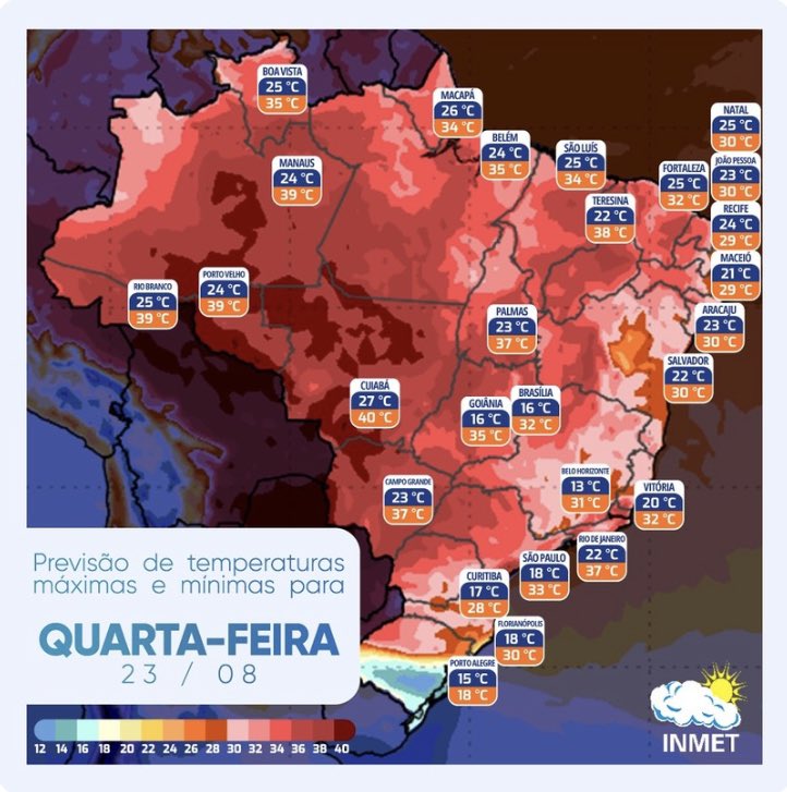 choquei's tweet photo. 🚨BRASIL: Onda de calor que atinge o país ganha força e terá pico entre hoje e amanhã. Manaus pode ter sensação térmica de 49°C (G1). https://t.co/7BdqG2tWtA