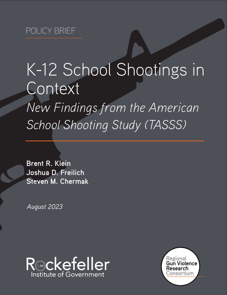 New report out today examines timing, precise location, &amp; motivation in 253 youth-perpetrated shootings on school grounds (1990-2016). There is considerable variation across these variables and policy interventions should be designed accordingly.

Report: rockinst.org/issue-area/k-1…