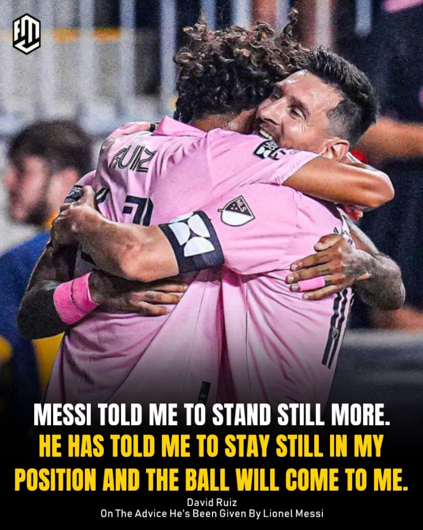 David Ruiz reveals: "Messi's goalscoring advice? Stay still more. He says, 'Hold your position and the ball will find you.' 

Passing on the magic from the GOAT himself. 🐐⚽️✨