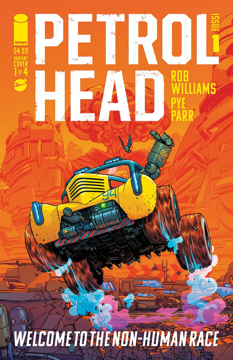 Had a lovely exchange of sneaky peeks with @Robwilliams71 over our current projects and Rob let me have a read of Issue 1 of Petrol Head. Rob's new mini series with @PyeParr. Jaaaayzus. A thing of beauty. Parr's art made me want to throw up with envy it is so good. GET IT.