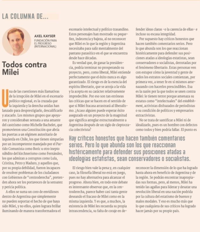 AXELKAISER's tweet image. Mi columna de hoy en DF: Todos contra Milei. @JMilei