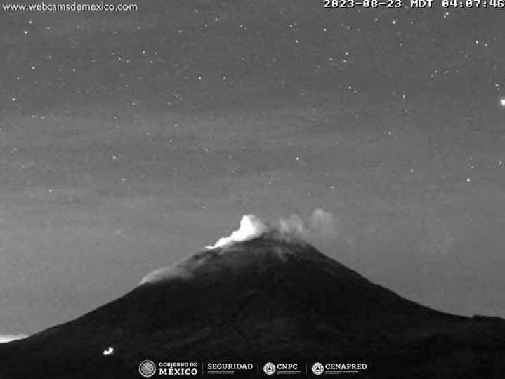 ObserVolcanica's tweet photo. ACTIVIDAD DEL VOLCÁN POPOCATÉPETL🌋
22 al 23 de agosto de 2023. Reporte matutino 19:00 h – 07:00 h 🗓️
 
Emisiones de gas 💨
⌚️ Hora ➖ Dirección de dispersión    
🔹3:08 ➖ 7:00 WSW https://t.co/lqm8xHm26y