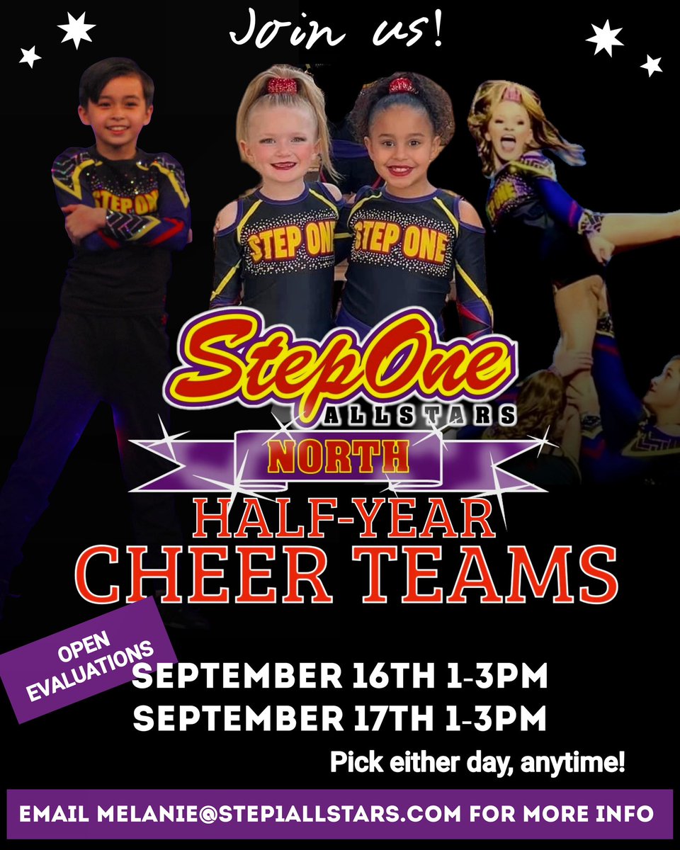 🚨Save The Date 🚨

 Half-Year teams coming soon! Evaluations in September, practices begin in October!

✨Teams for ages 4-18 years old! 
✨ Beginner through advanced! 
✨ Limited travel, with unlimited fun!
✨ Grow your skills as you learn from the best!
#YouMeUs #ThisIsAllstar