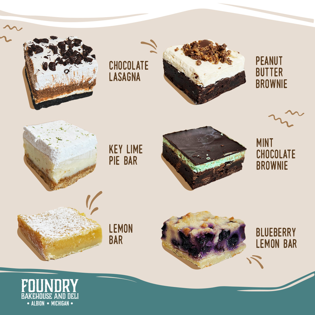 FoundryBake's tweet image. We have something to satisfy everyone's cravings 🤤
Have you tried any of our dessert bars? Tell us which one is your favorite! 

#desserts #foundrybakes #madefreshdaily