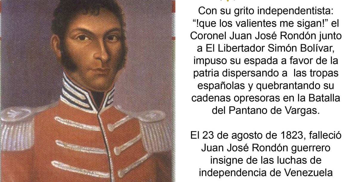 #23AGO Rendimos honores al Coronel Juan José Rondón, guerrero insigne de nuestra historia, cuyo ejemplo de valentía nos llena de fuerza en cada batalla, por la causa de la Patria🇻🇪
