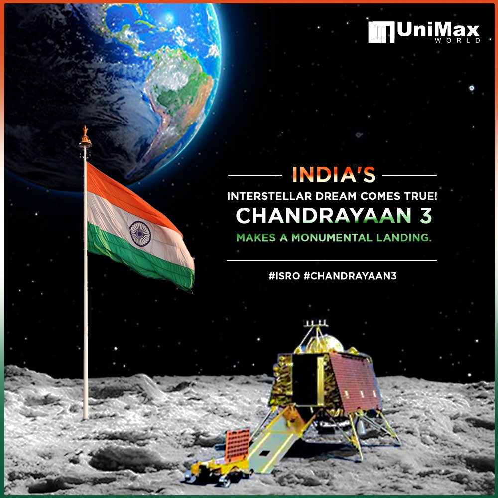 From the stars above to the homes we love, Chandrayaan 3 inspires a journey that's truly interstellar.
#unimax #ISROAchievements #Chandrayaan3 #LunarLandingSuccess #SpaceExploration
#ProudMoment #InnovationInSpace
#IndiaInSpace #InspiringProgress
#ExploringFrontiers
