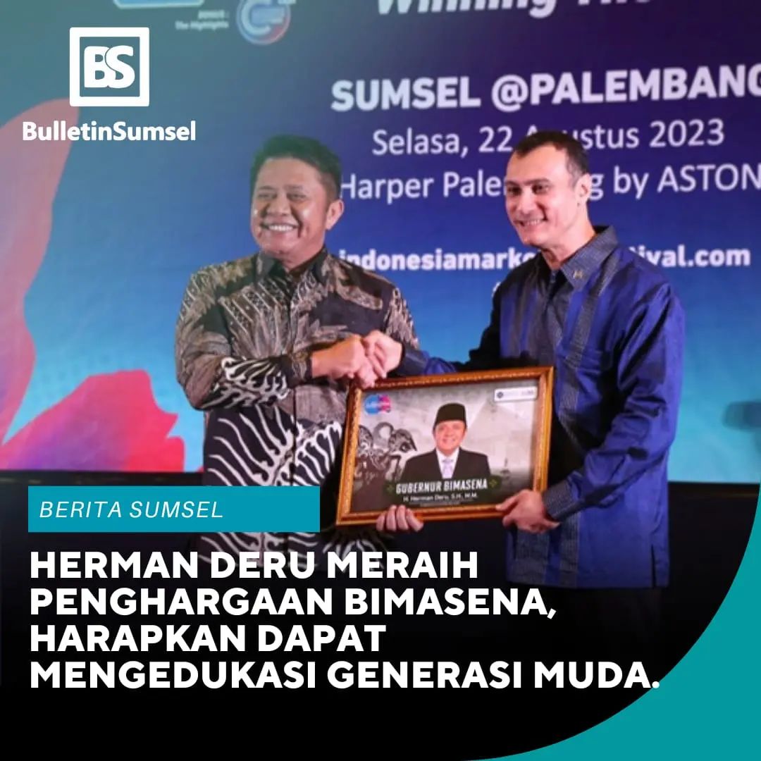 BuletinSumsel's tweet photo. BuletinSumsel.com- Selasa, 22 Agustus 2023, Herman Deru mendapat penghargaan pada acara Indonesia Festival Marketing Sumsel 2023, yang di selenggarakan oleh https://t.co/z0gz0U6DqE di Ballroom Hotel Harper Palembang.
#sumsel #palembang https://t.co/C317YM0KkF