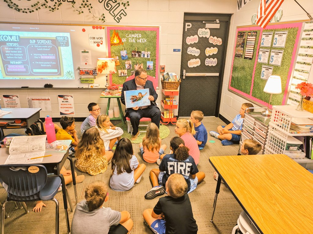 Dr. Yeager is one busy man...but that doesn't stop him from being visible in our schools on a daily basis! Thank you for reading to our PC 3rd graders today!