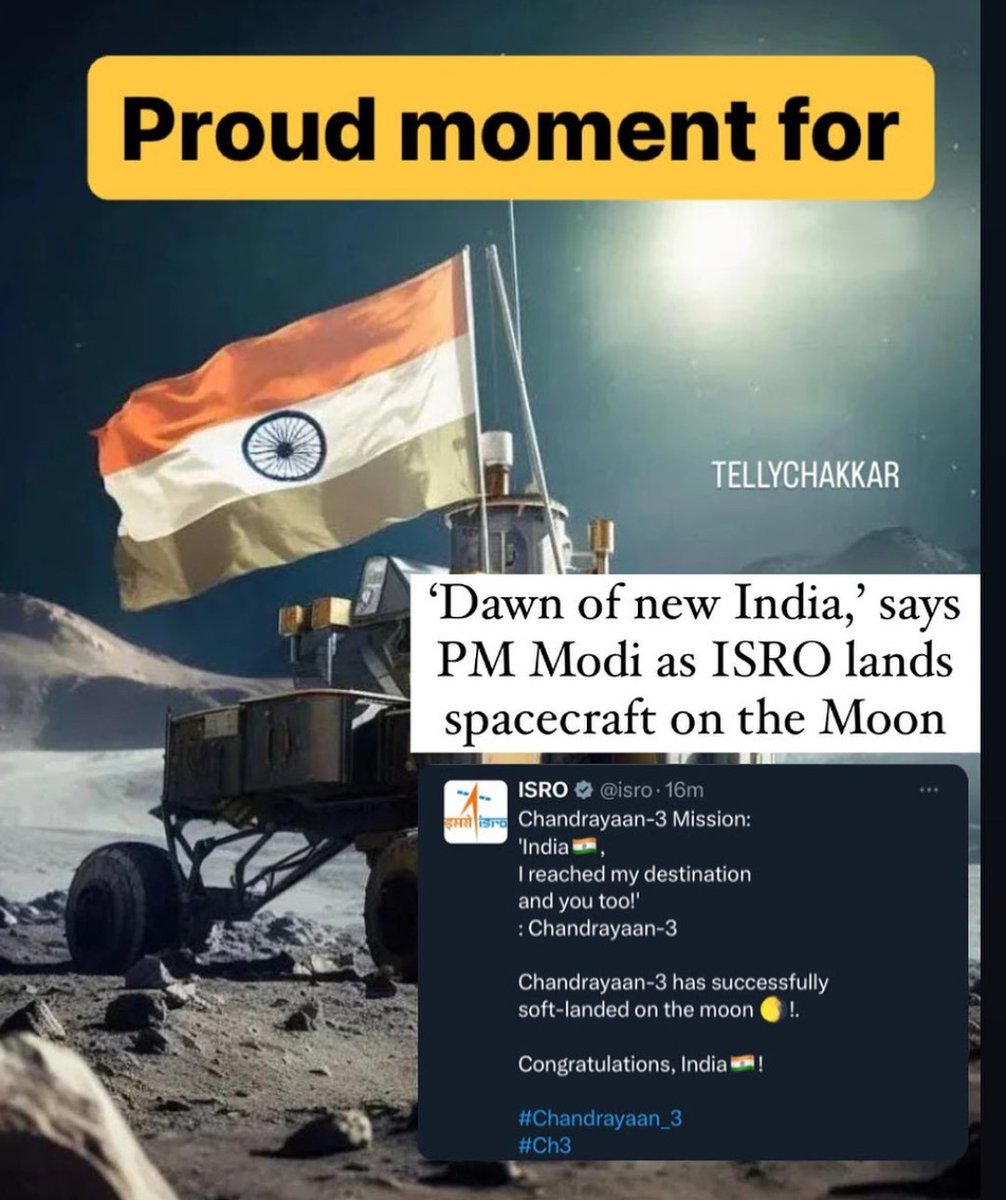 20CenturyMemer's tweet photo. Sabr Honsla aur waqt bahutt kuch seekha deta hai
Tum Zameen ka socho to tumhe Chaand pr pahuncha deta hai ❤️

Jai Hind Jai Bharat 

जश्न मनाना बनता है #ISRO #India #Chandrayaan3 https://t.co/vq5s7trtaV