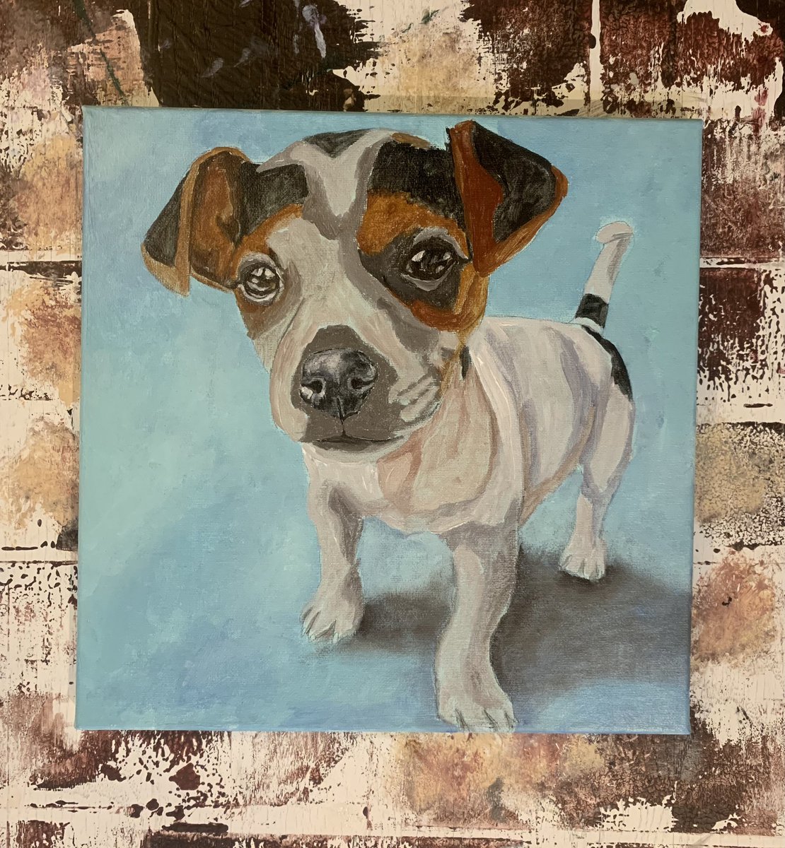 QueenOfArtsLV's tweet image. #PaintingInProgress- look at this sweet face!! “Jackson” 12”x12” acrylic on canvas. His underpainting is complete  🐶❤️

#Queenofarts #lasvegasartist #petportraitartist #petportrait #doglovers #arcylicpainting #commissionsopen #commissionedart