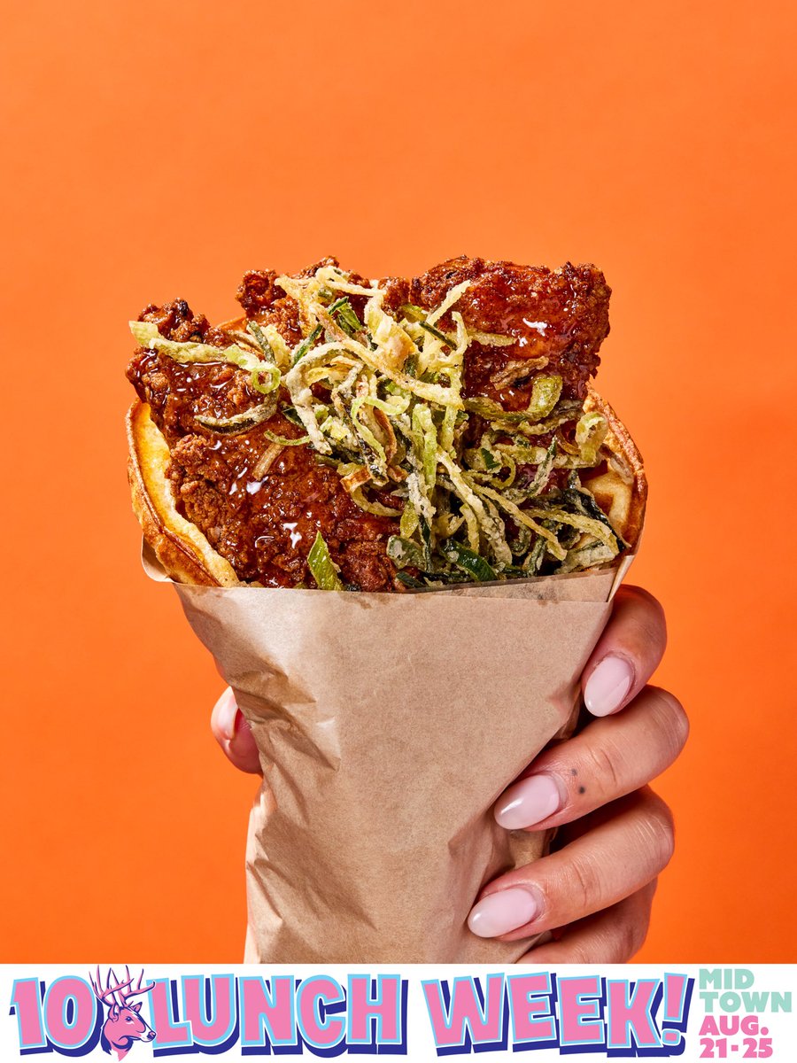 Everyone’s favorite week in <a href="/midtown_okc/">Midtown District</a> is BACK! 🦌🧡

Swing by the Champ from 11 am - 2 pm and scoop up a Chicken &amp; Waffles + Maine Root Soda for $10. Valid until Friday.