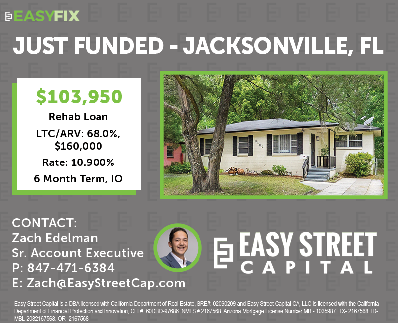 rob_s_simon's tweet photo. #JustFunded #BRRRRmethod
$103,950 Hard Money Loan by @ZachEdelmanESC in Jacksonville, Florida! Borrower embarks on another north Florida project, this one a planned BRRRR strategy deal where this investor (experienced and successful in both flips and BRRRRs) will rent & refi! https://t.co/V1y7I5rIwZ