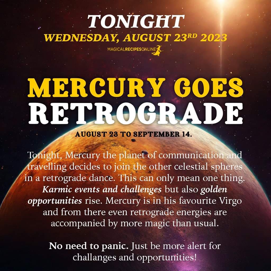 butaicathi's tweet photo. Mercury goes retrograde tonight until September 23rd y'all. Mercury Retrograde is an astrological phenomenon that occurs when the planet Mercury appears to be moving backward in its orbit from our perspective on Earth #MercuryRetrograde https://t.co/OJ3MSAsB32