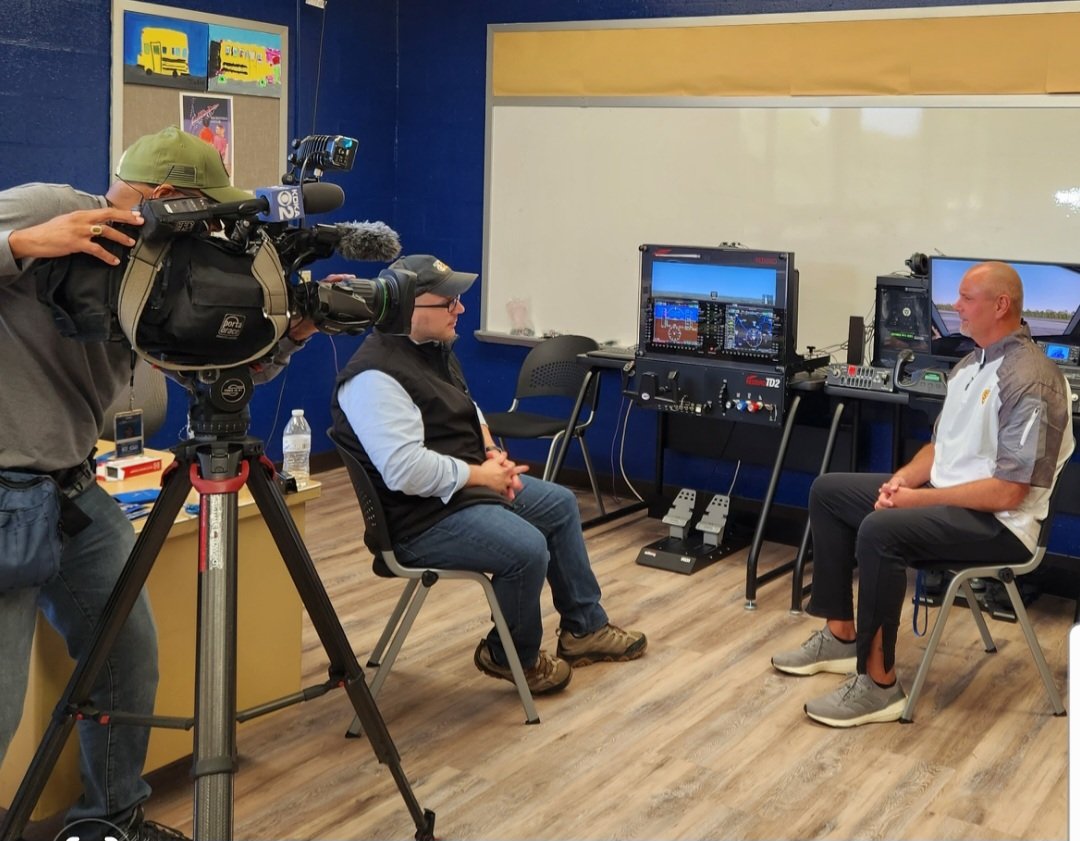 southallegheny's tweet photo. 📽 KDKA on campus to talk to @DWMcDonald11 about South Allegheny's new Cyber Security Academy &amp; Aviation programs.  Innovation creates career pathways! Watch today at Noon and this evening to see more! https://t.co/DJBwBU0wOk