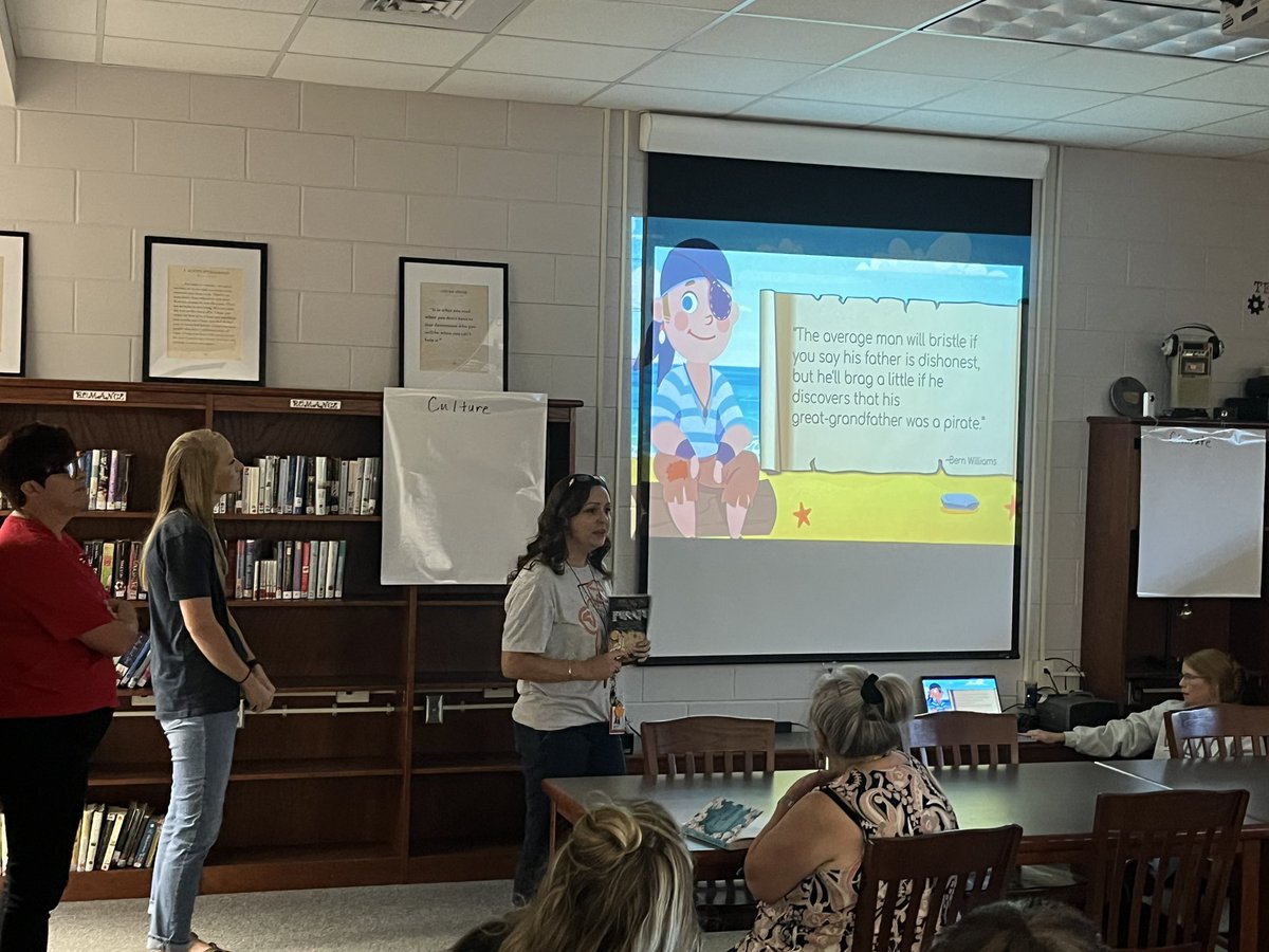 Dson1305's tweet photo. First faculty book study PD of the day, Teach Like a Pirate! Teachers talking about the passion of teaching! https://t.co/llO2nOZ9aj