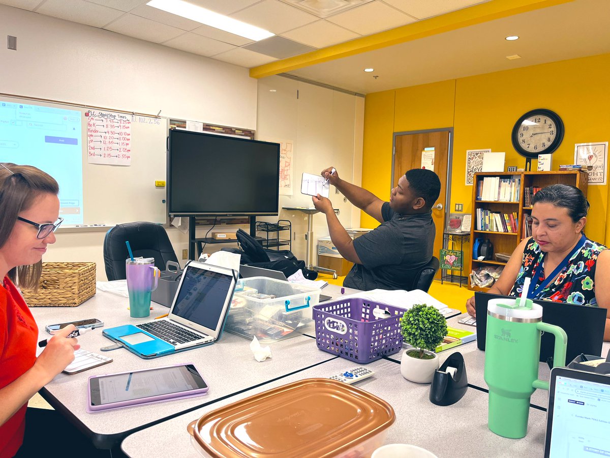PG_Rising's tweet photo. 5th Grade teachers spent their PLC time rehearsing lessons in preparation for next week! 🔥 @GreatMindsEd @harmonyecisd #EUREKA https://t.co/bLYnaCG13P