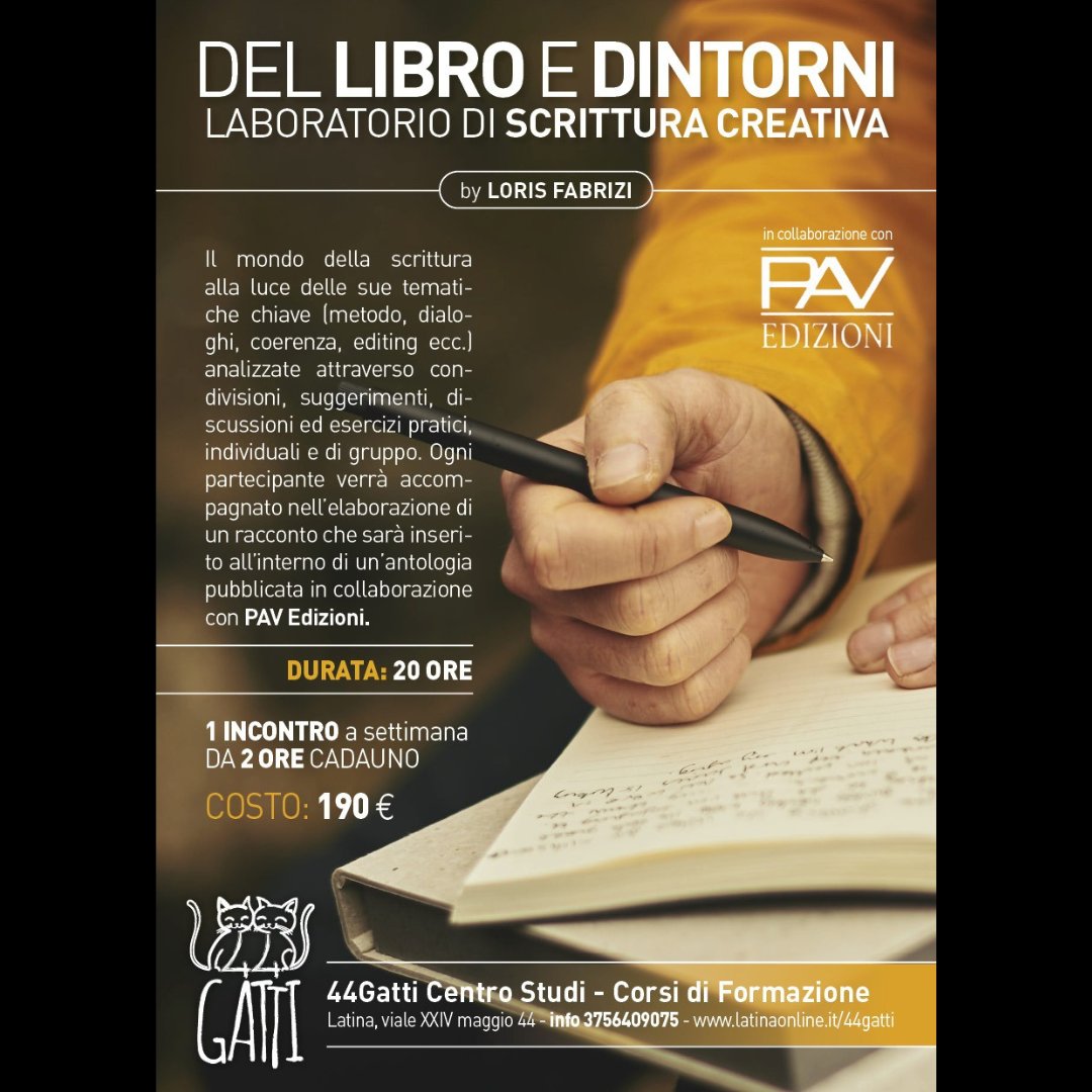 FabriziLoris's tweet photo. Per chi vuole sperimentarsi nella scrittura e nella pubblicazione, guiderò una serie di incontri dal vivoa a Latina, nel corso dei quali verranno proposti e discussi alcuni degli argomenti con cui, chi scrive, prima o poi si trova a confrontarsi, insieme a molte attività pratiche https://t.co/gQ95oKuu1T