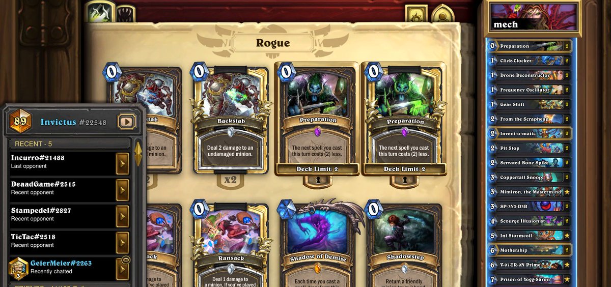 Invictus9213408's tweet photo. After quite sometime i started playing again on ladder. Really enjoying mech rogue, scourge illusionist build is selected for the warrior matchup. @ahirunHS @HSTopDecks  @neon31HS 
List below :
AAECAaIHBOy6BLb2Bf74Ber6BQ33nwThtQTjuQT13QShkwXZ0AXV9gW/9wWm+AXm+gWh/AXn/QW5/gUAAA== https://t.co/W9pzJs9WRt
