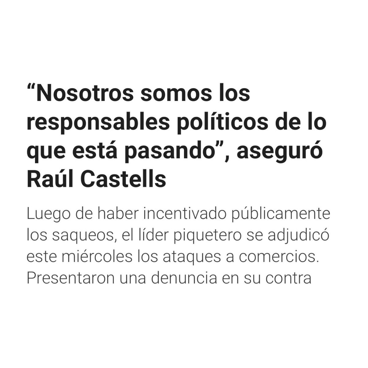 PatoBullrich's tweet photo. Conmigo el país del vale todo se termina: si violás la ley vas a ir preso, Castells. https://t.co/lJkyf1MWrI