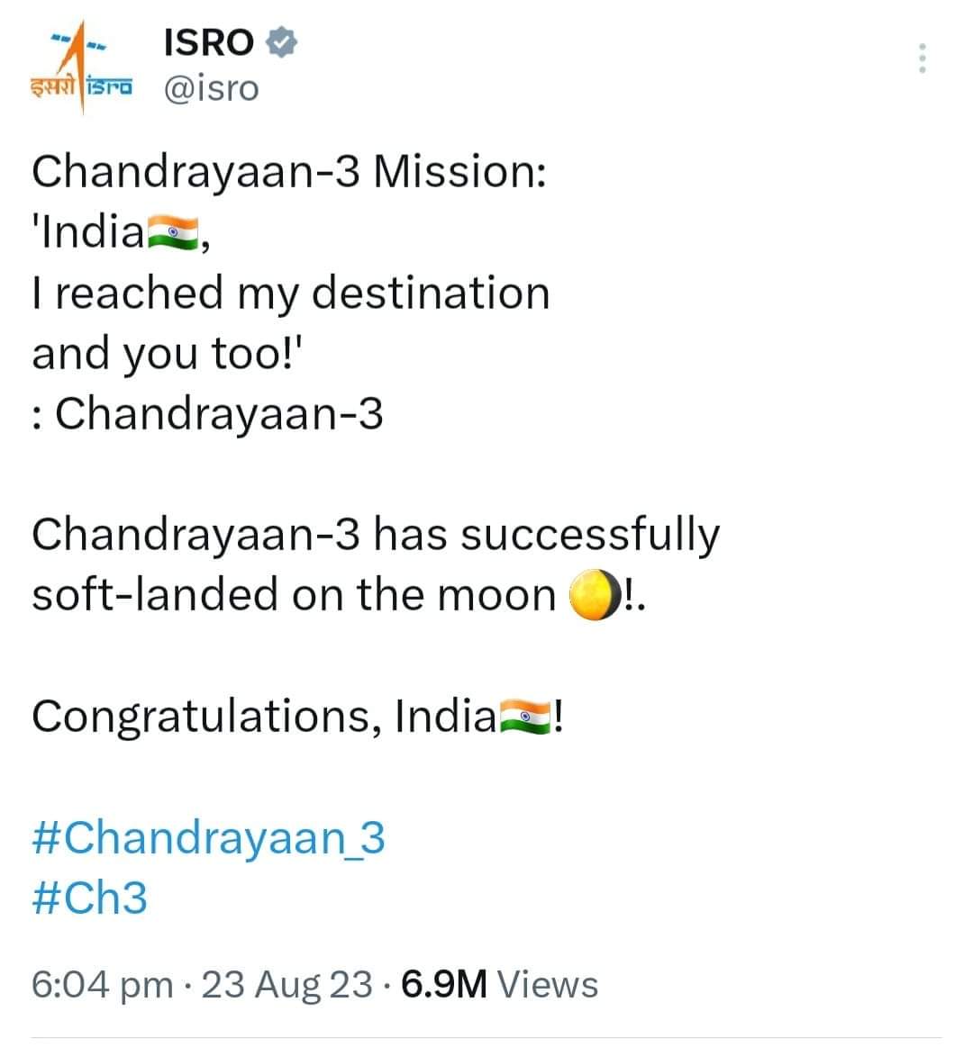 UPVC_consultant's tweet photo. Well done INDIA...well done ISRO...History has been made....many Cheers to team ISRO...
👏👏👏🥳🎉🎊🇮🇳🇮🇳🇮🇳 https://t.co/d0laaAY5hL