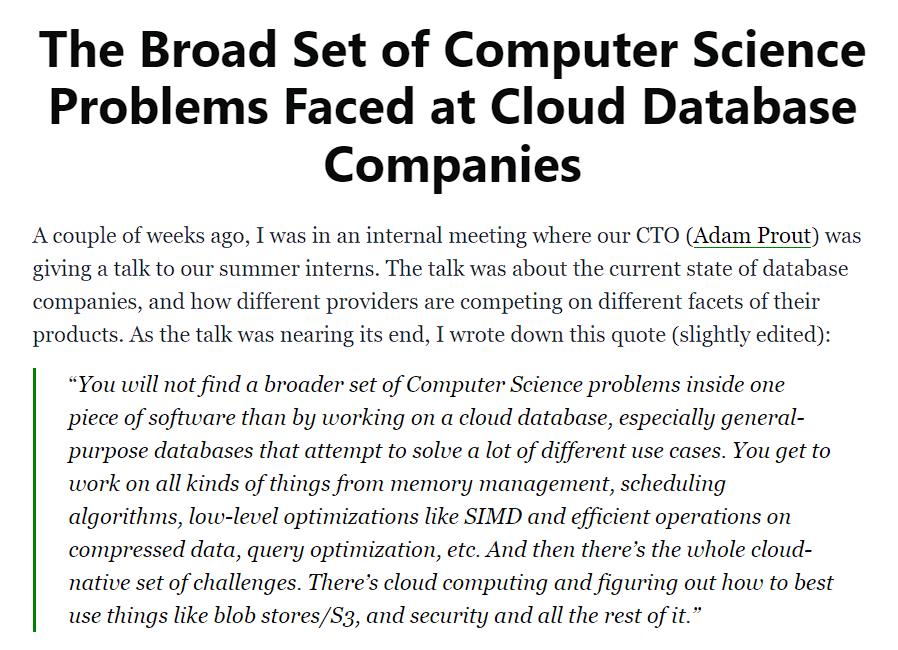 Nice post. Hacking on databases and programming language standard libraries (especially containers and string routines), and trying to beat your own perf on benchmarks w/ ever larger data, is a great way to learn a lot of CS.

More fun than leetcode too!

davidgomes.com/the-broad-set-…