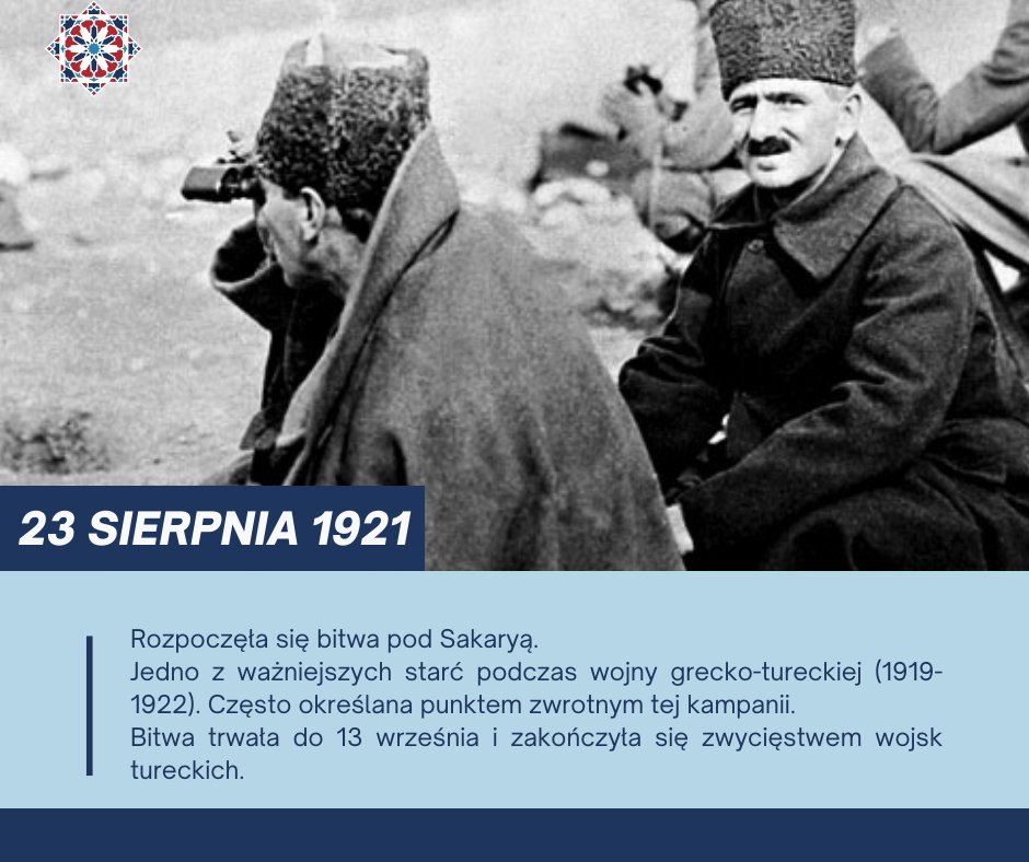 #OTD #TegoDnia

23 sierpnia 1921 roku rozpoczęła się bitwa pod Sakaryą ⚔️

Jedno z ważniejszych starć podczas wojny grecko-tureckiej (1919-1922). Często określana punktem zwrotnym tej kampanii 💬

Bitwa trwała do 13 września i zakończyła się zwycięstwem wojsk tureckich 🇹🇷

1/2