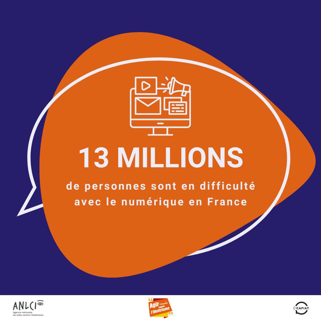 👉Pour l'ANLCI, l'illettrisme numérique désigne la "situation d'une personne ne maîtrisant pas suffisamment les usages des outils numériques usuels pour accéder aux informations, les traiter et agir en autonomie dans la vie courante"

#JNAI2023 #illettrisme <a href="/ANLCI_Lyon/">Agence nationale de lutte contre l’illettrisme</a>