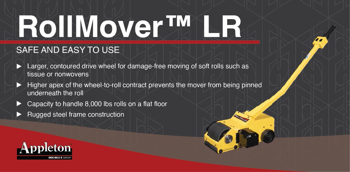 AppletonMfg's tweet photo. Move soft material rolls, including tissue &amp; nonwoven loads, easily with the Appleton RollMover™ LR. https://t.co/bxDJxPbFY2

#convertingindustry #materialhandling #corecutters #rollmover #paperconverting #paperindustry #convertingequipment #manufacturing #engineering https://t.co/IxWD3m1HKu