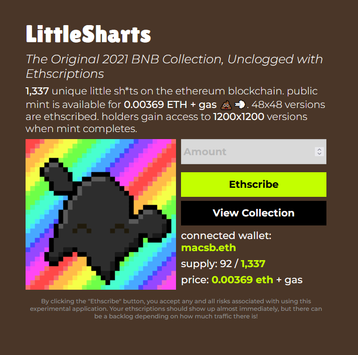 LittleSharts's tweet photo. 1,500 followers and almost 100 ethscribed LittleSharts already!

To celebrate, we are giving away 5 LittleSharts to 5 people who repost this 👀

Winners will be picked in 24 hours 💩

Grab your own here: https://t.co/P1wQimOg3s
#Ethscriptions #ETH https://t.co/bZYZdF0BSz
