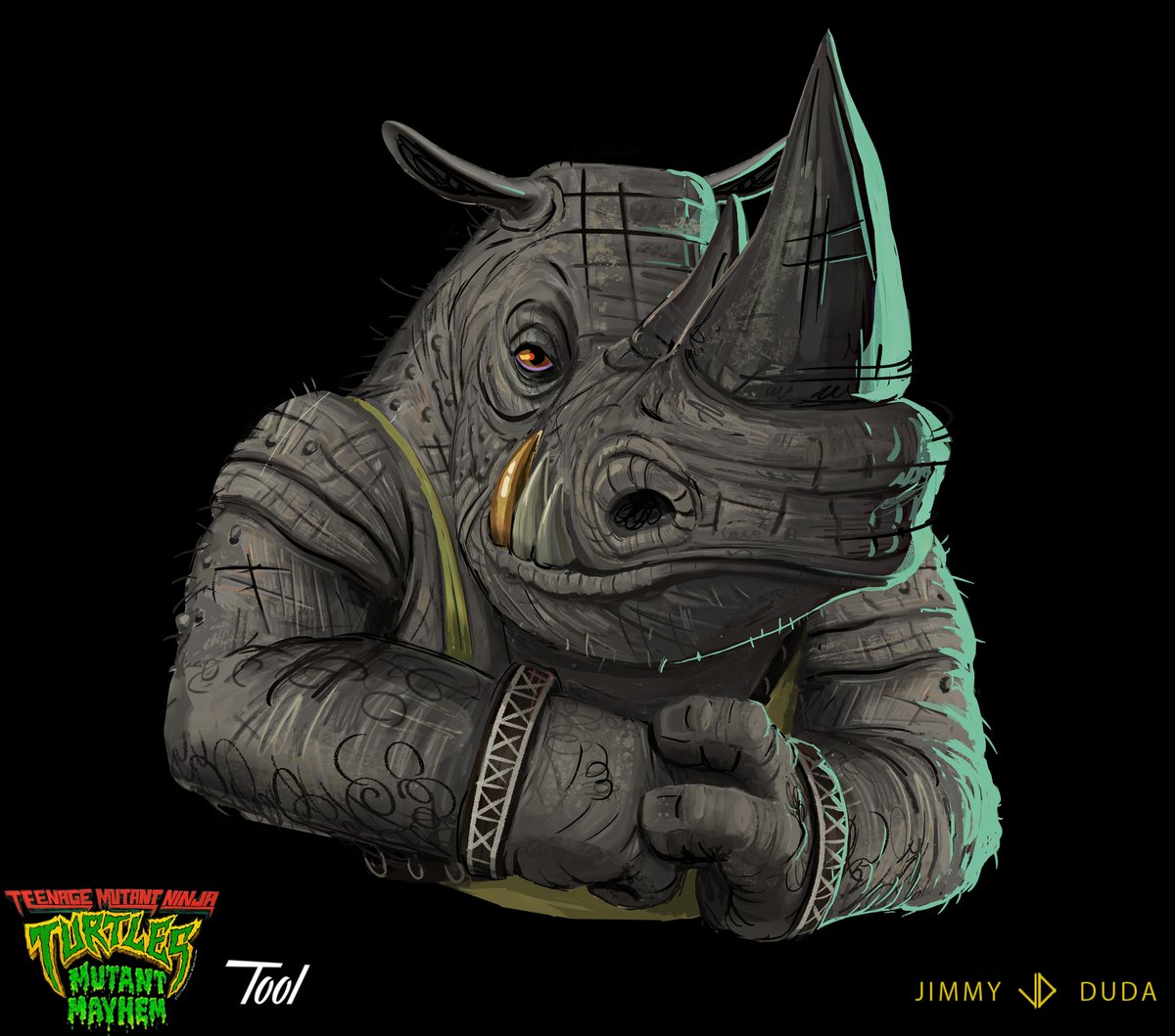 JimmyDuda3's tweet photo. Some #illustrations and #pose #sketches I did for the new @TMNTMovie and @pizzahut cross promo! First up #rocksteady. #characterdesign by Woodrow White, based on a #characterpainting by @SeanSevestre #visdev #conceptart #MutantMayhem #animation https://t.co/YQg5lknPk9