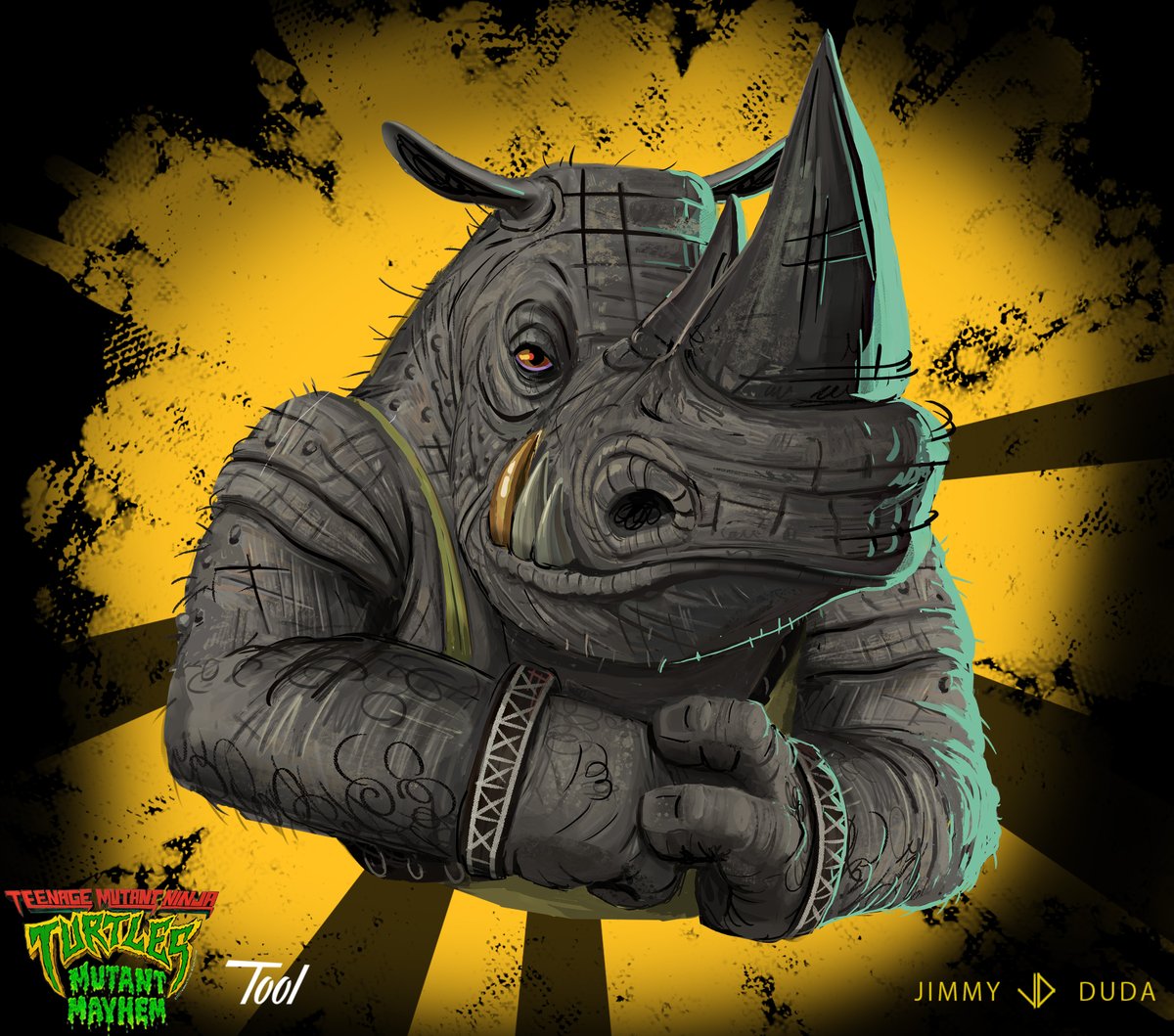 JimmyDuda3's tweet photo. Some #illustrations and #pose #sketches I did for the new @TMNTMovie and @pizzahut cross promo! First up #rocksteady. #characterdesign by Woodrow White, based on a #characterpainting by @SeanSevestre #visdev #conceptart #MutantMayhem #animation https://t.co/YQg5lknPk9