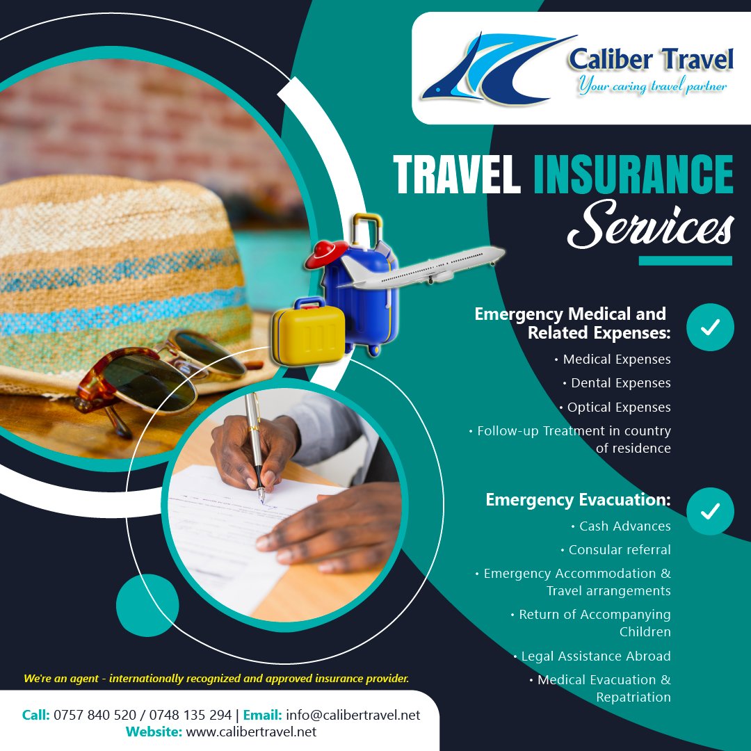 TravelCaliber's tweet photo. As an agent (internationally recognized insurance provider), we offer a comprehensive range of coverage options, including emergency medical expenses and evacuation, to meet your travel needs. ☎️ 0757 840 520/0748 135 294 or ✉️ info@calibertravel.net  #calibertravel #caliberdeals https://t.co/65CvLDwp1J