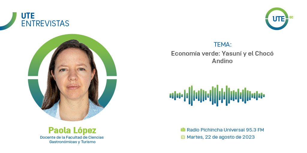 UTEoficial's tweet photo. #UTEenMedios| 🐒Conoce las alternativas de turismo sostenible en el #ChocóAndino y #Yasuní .🍃
🦜Paola López, docente de #TurismoUTE, nos cuenta detalles en una entrevista realizada en @radio_pichincha, con @malenasofiamf.
📻https://t.co/qDCTecytap https://t.co/BzH7Mq3ONl