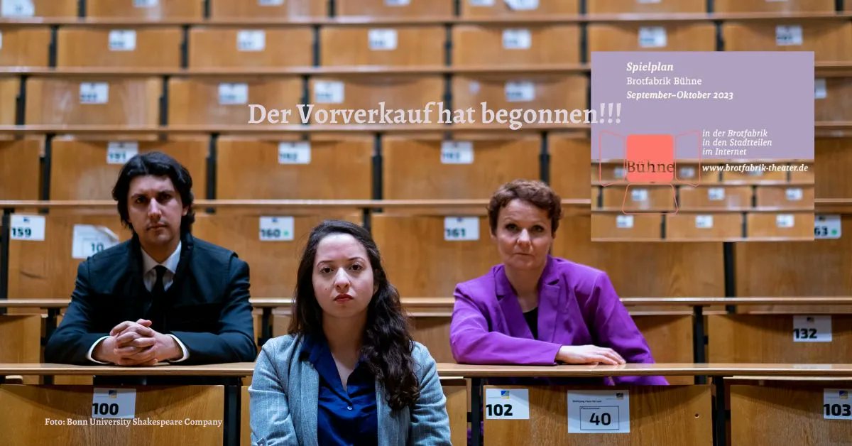 Der Vorverkauf hat begonnen! - Am 01. September starten wir in die Spielzeit 2023/24 und das Programm für September und Oktober steht fest. Zur Übersicht ➡️  buff.ly/3qPbqwS