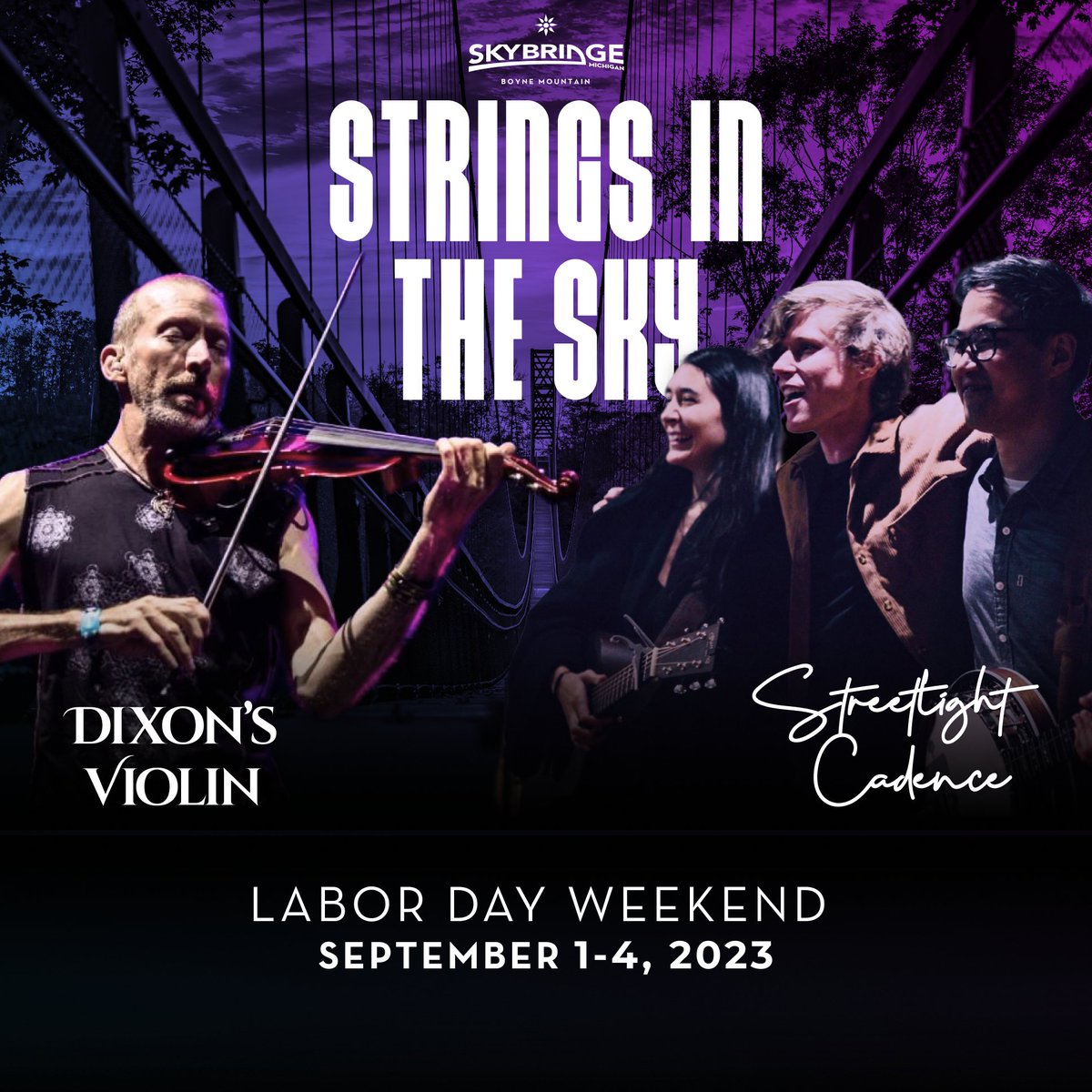 I love the variety in my life: I will be playing music at the new Skybridge at Boyne Mountain, it's the world's longest timber-towered suspension bridge!  Join us for music and stunning views 💖!🙏 (my #Humankindnesstour details: dixonsviolin.com)