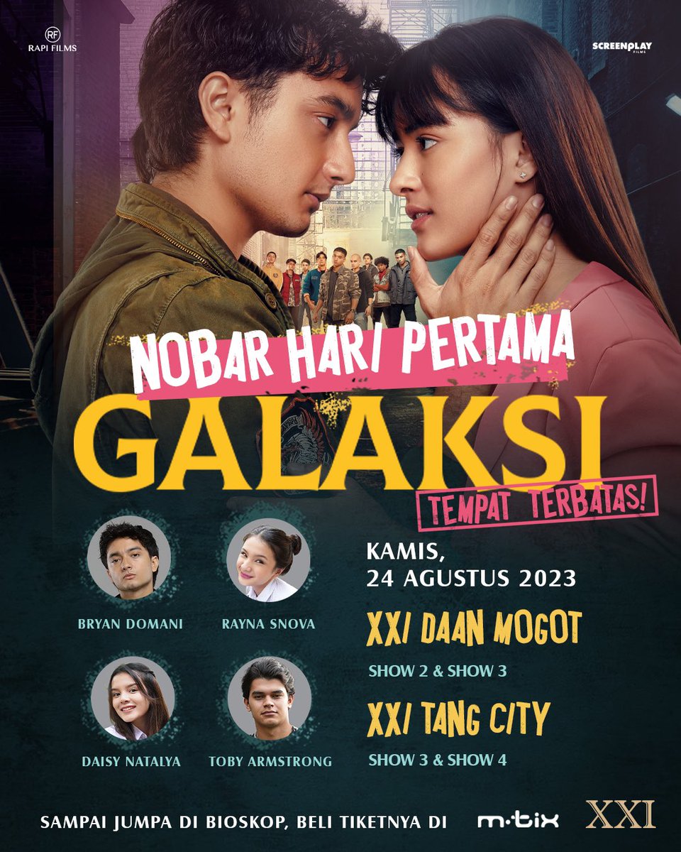 RapiFilm's tweet photo. BURU TIKETNYA SEPAGI MUNGKIN! 

Kita nobar film Galaksi bareng para cast di hari pertama! Kemaren katanya udah pada gak sabar kan...??

#Galaksi #FilmGalaksi #Ravispa #Kejora https://t.co/mVcHdfUCox