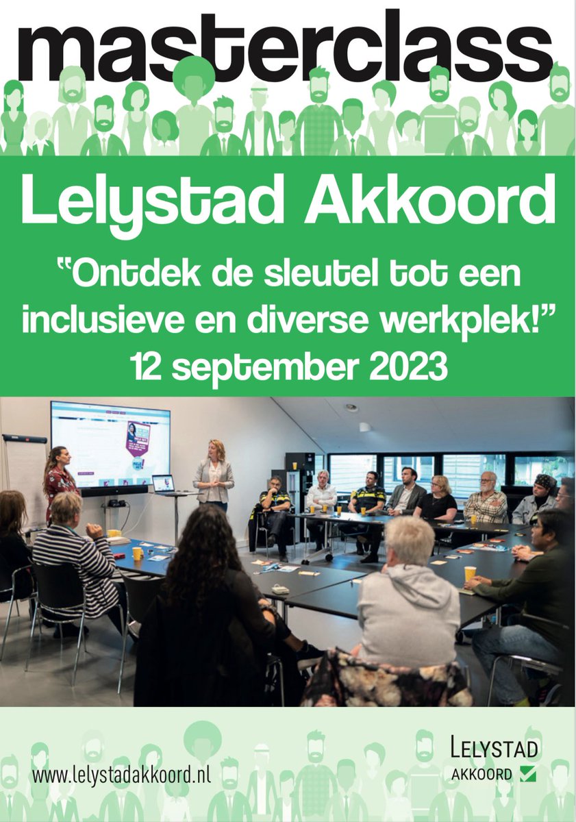 In de middag van 12 september: Masterclass over een inclusieve en diverse werkplek.

Voor professionals, teamleiders en ondernemers kosteloze deelname.

Meld je aan voor 10 september door een mail te sturen aan info@lelystadakkoord.nl 

Meer info:
lelystadakkoord.nl/masterclass-on…