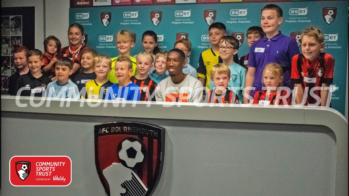 AFCBCommunity's tweet photo. We hope that all the Junior Cherries who took part in today's event at @Vitality_UK Stadium enjoyed the session

Thanks to @JaidonnA11 for answering all their questions 

@ESET @PLCommunities https://t.co/WxAMfaMYpN