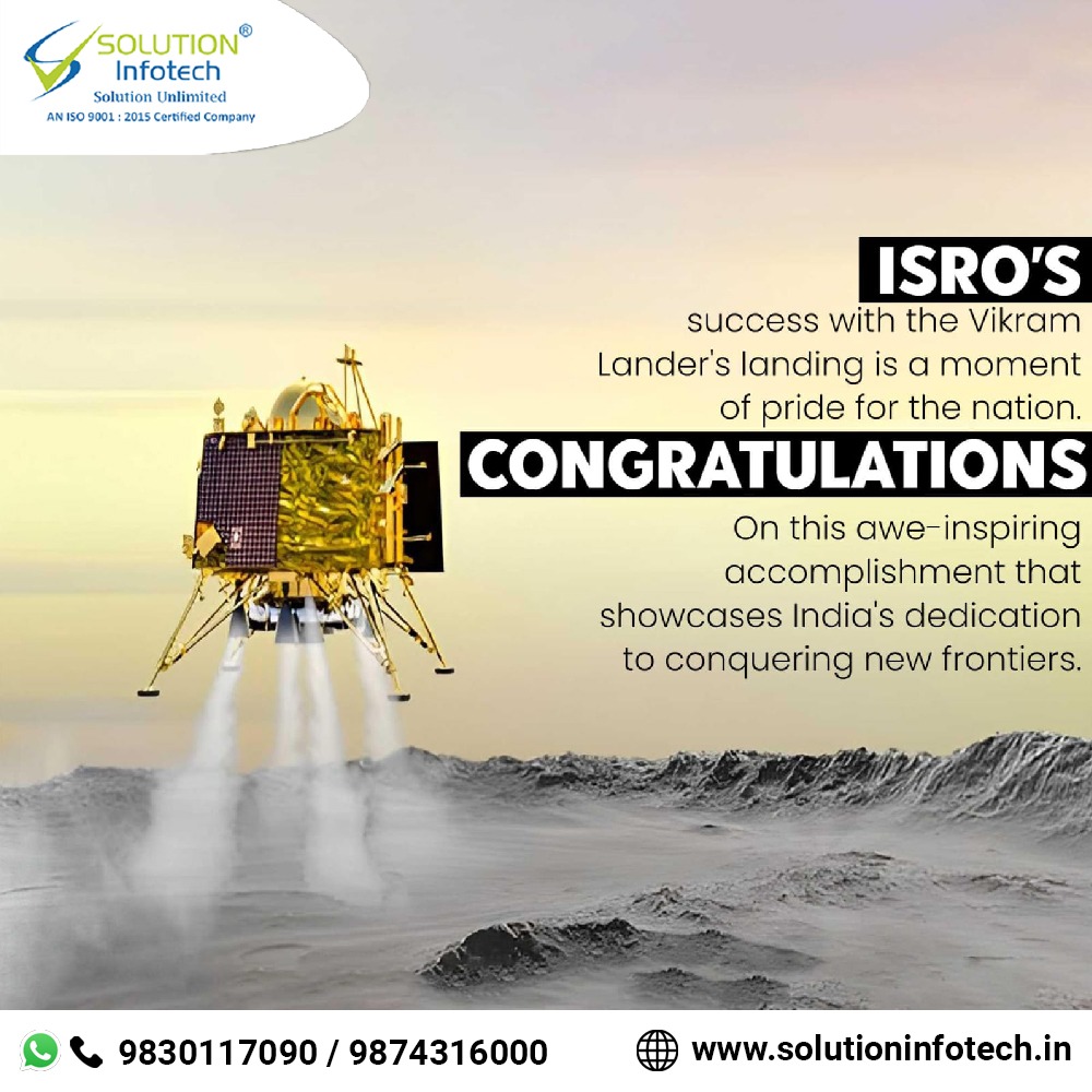 LmsDth's tweet photo. 🚀 India Touches the Moon Again! Witness the Triumph of Chandrayaan 3 with ISRO's Incredible Vikram Lander Landing! 🌙🇮🇳
#Chandrayaan3 #VikramLander #ISRO #MissionMoon #SpaceExploration #Indiainspace #jaihind #SolutionInfotech #Chandrayaan3Landing #IndiaOnTheMoon https://t.co/do0VrgZ1vu