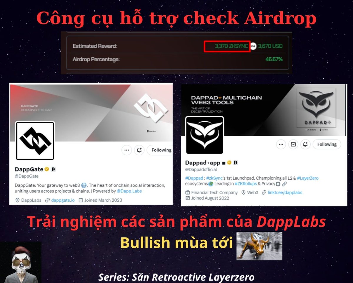 tranthanhbk's tweet image. 🔔🔔Hướng dẫn săn Skin-in-gem dự án DappGate và các sản phẩm của #DappLabs như check #Airdrop 

🟥DappGate: Cầu kết nối OFT &amp;amp; ONFT trên Multichain, tổng hợp khá nhiều chức năng hay ho bao gồm cả cầu Stargate của #Layerzero.

🔥DappPad: sàn Launchpad phát triển…