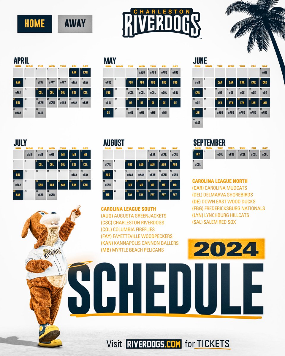 ChasRiverDogs's tweet photo. Mark your calendars for 2024 📅⚾️
We start the season at The Joe on Friday, April 5th!
More Info: https://t.co/zTSRBNGo7J
#FUNLEASHED https://t.co/HdHOd8o9SZ