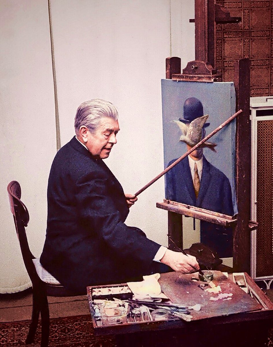 thehopperprize's tweet photo. Rene Magritte at work in his studio. https://t.co/FRQcMj3wRM