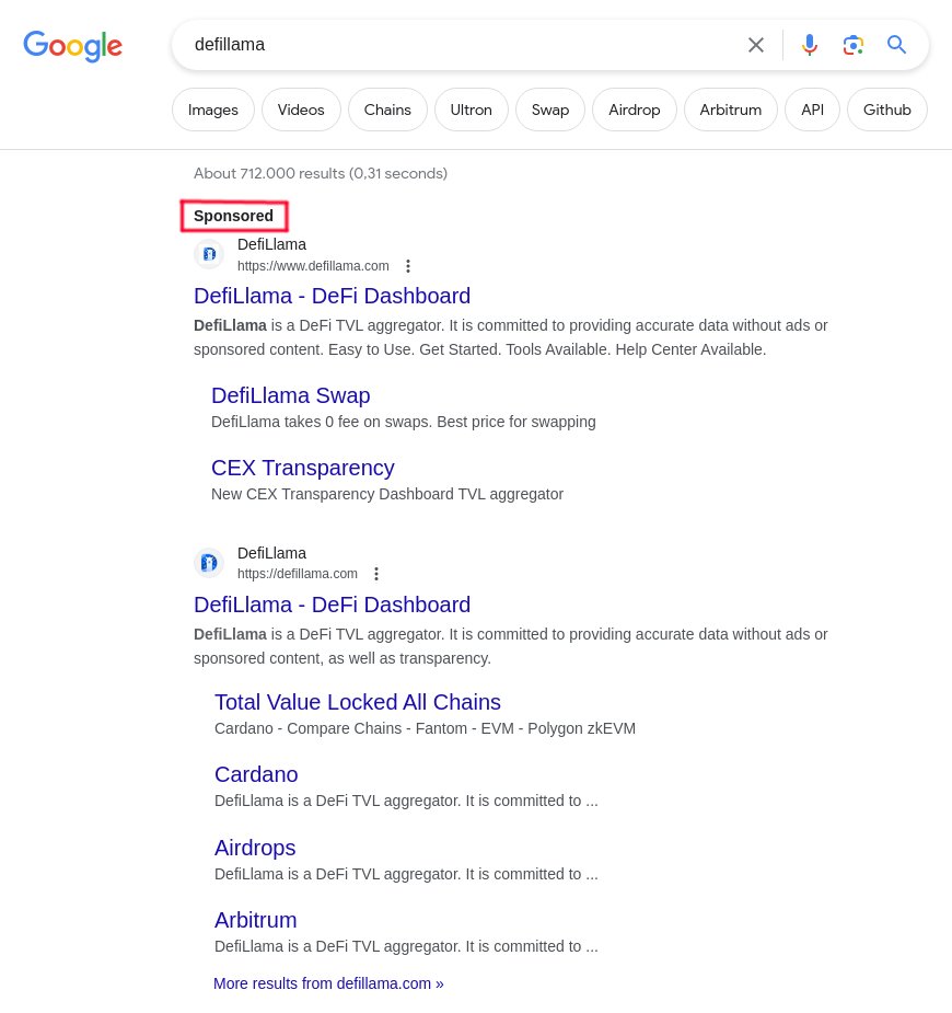 There's a new crypto scam on google Scammers will buy an ad for a proper crypto website on google, with the proper URL Then when users click on it they get sent to an ad network (kochava.com) to track the click, but that network redirects to a scam site instead!