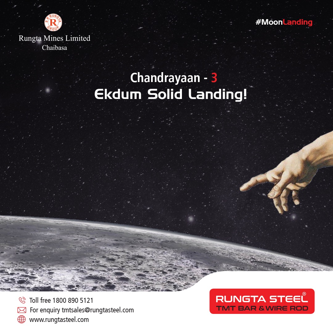 RungtaSteel's tweet photo. Bridging between Earth and Moon!
#FoundationSahiTohFutureSahi #RungtaSteel #EkdumSolid #TMTBars #WireRods #RungtaMines #chandrayaan3 #chandrayaan3success #successfullanding #proudmoment #lunartouchdown https://t.co/EpRuRj6Zp6