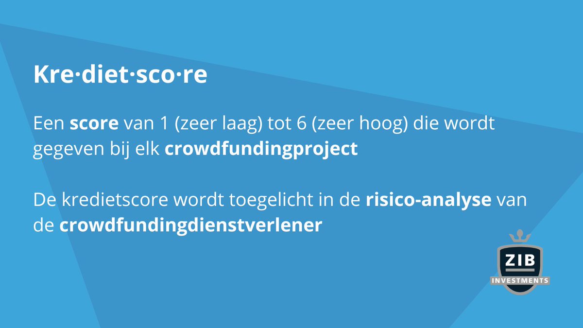 Voordat u bij ons #investeert in een #crowdfundingproject is het belangrijk om alle documentatie door te nemen, zo ook de bijbehorende kredietscore. Hierin leest u over de risico's en zekerheden van het project. Vragen over #beleggen bij ons? Neem gerust contact met ons op!